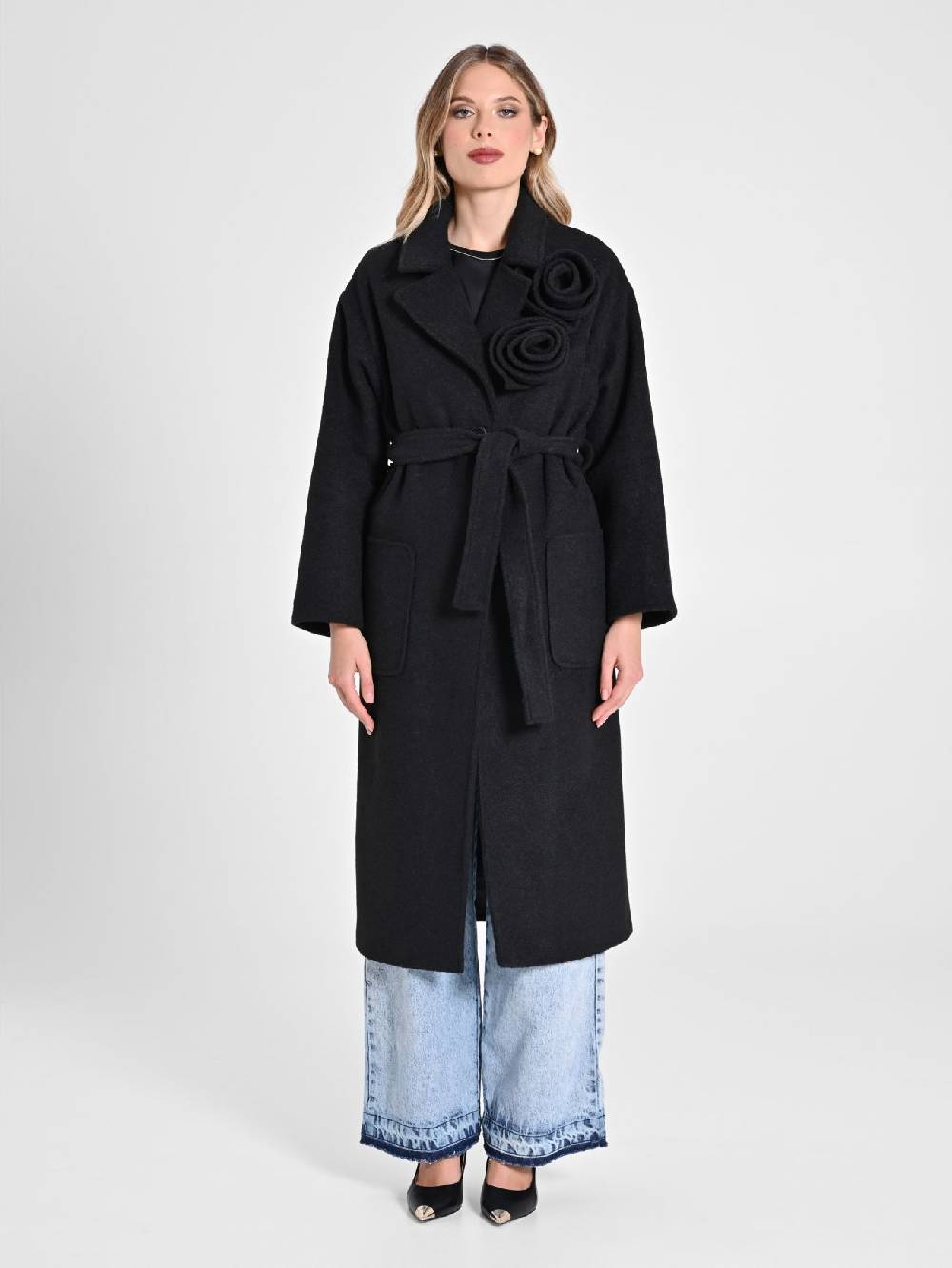 Rinascimento Cappotto Lungo Con Rose