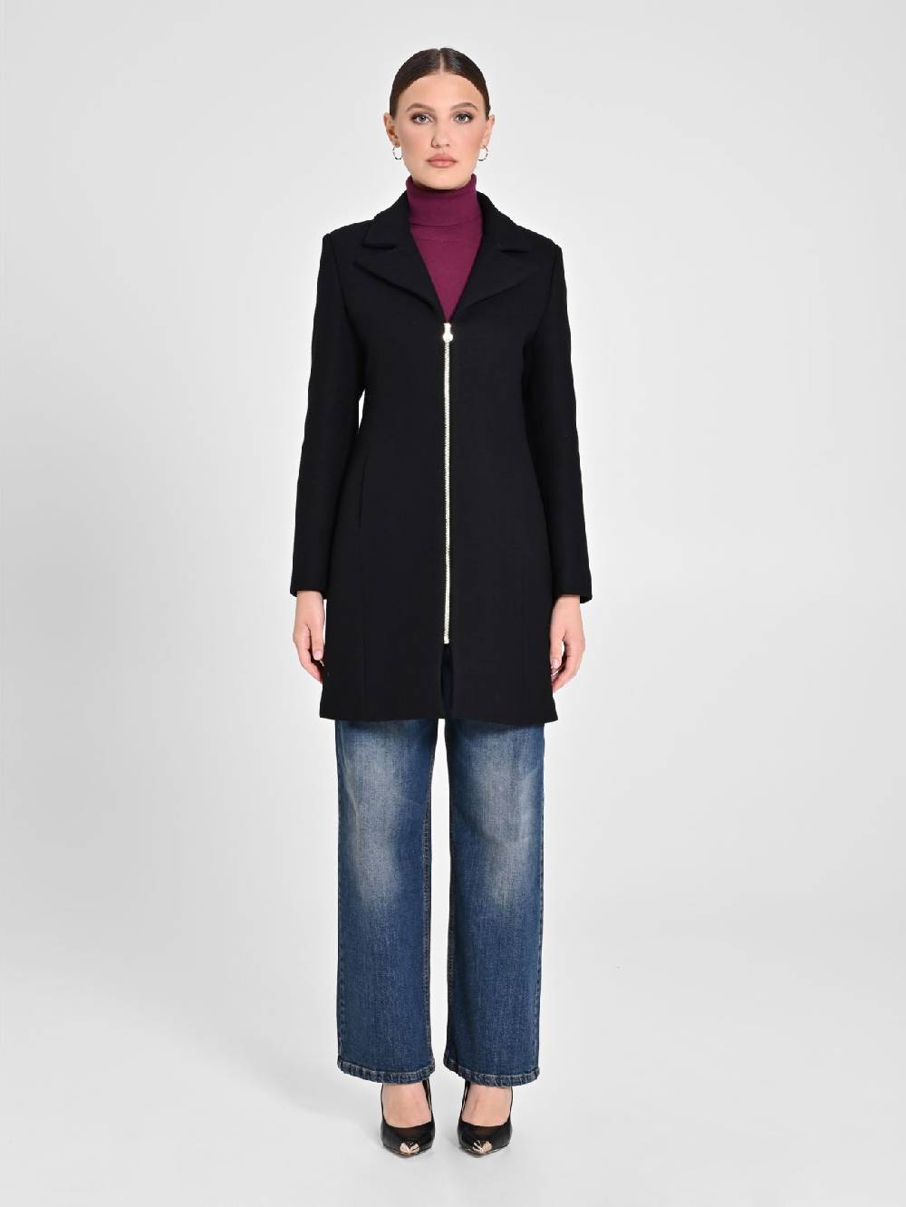 Rinascimento Cappotto Nero Con Zip