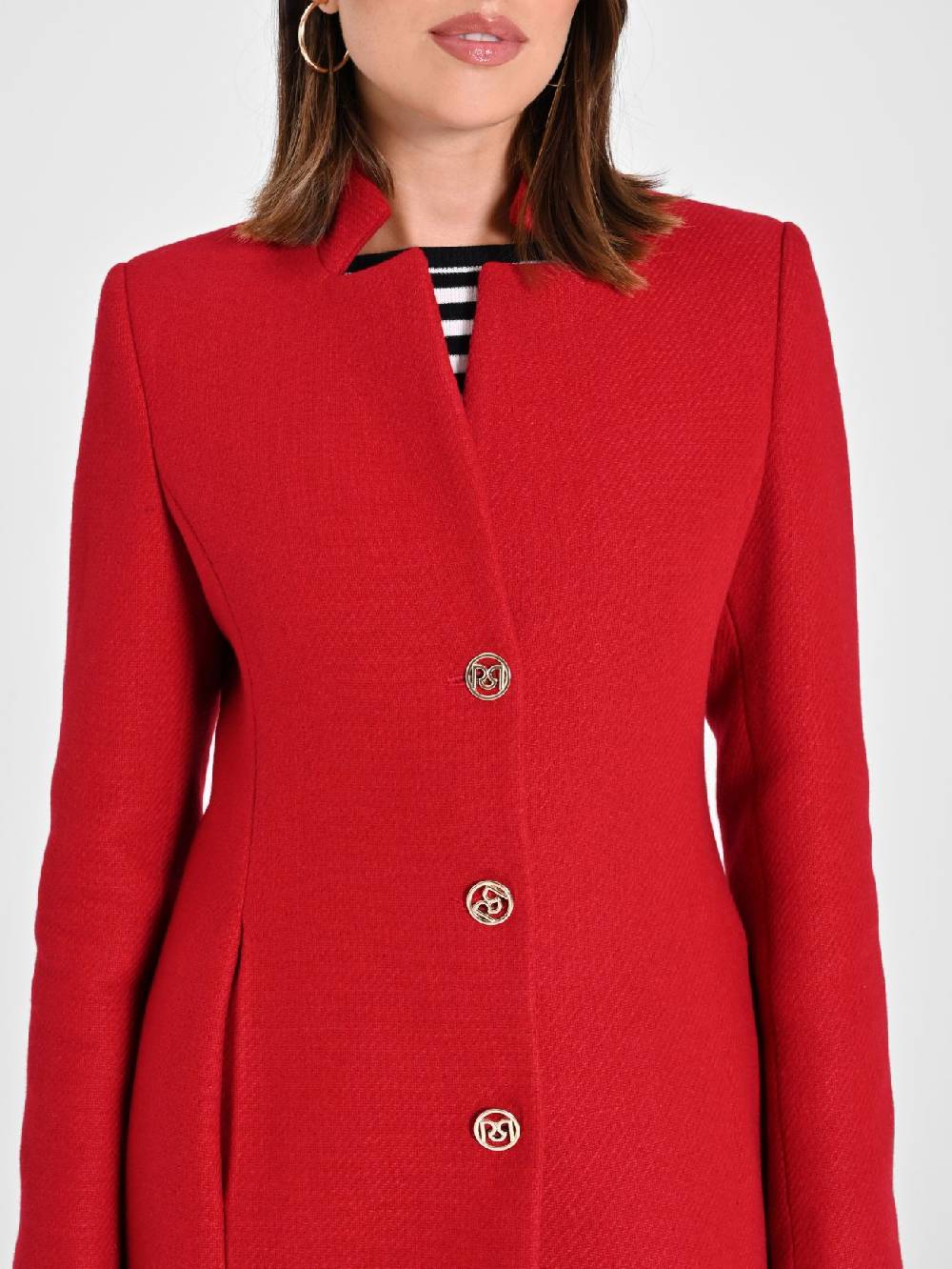 Rinascimento Cappotto Rosso Con Collo In Piedi