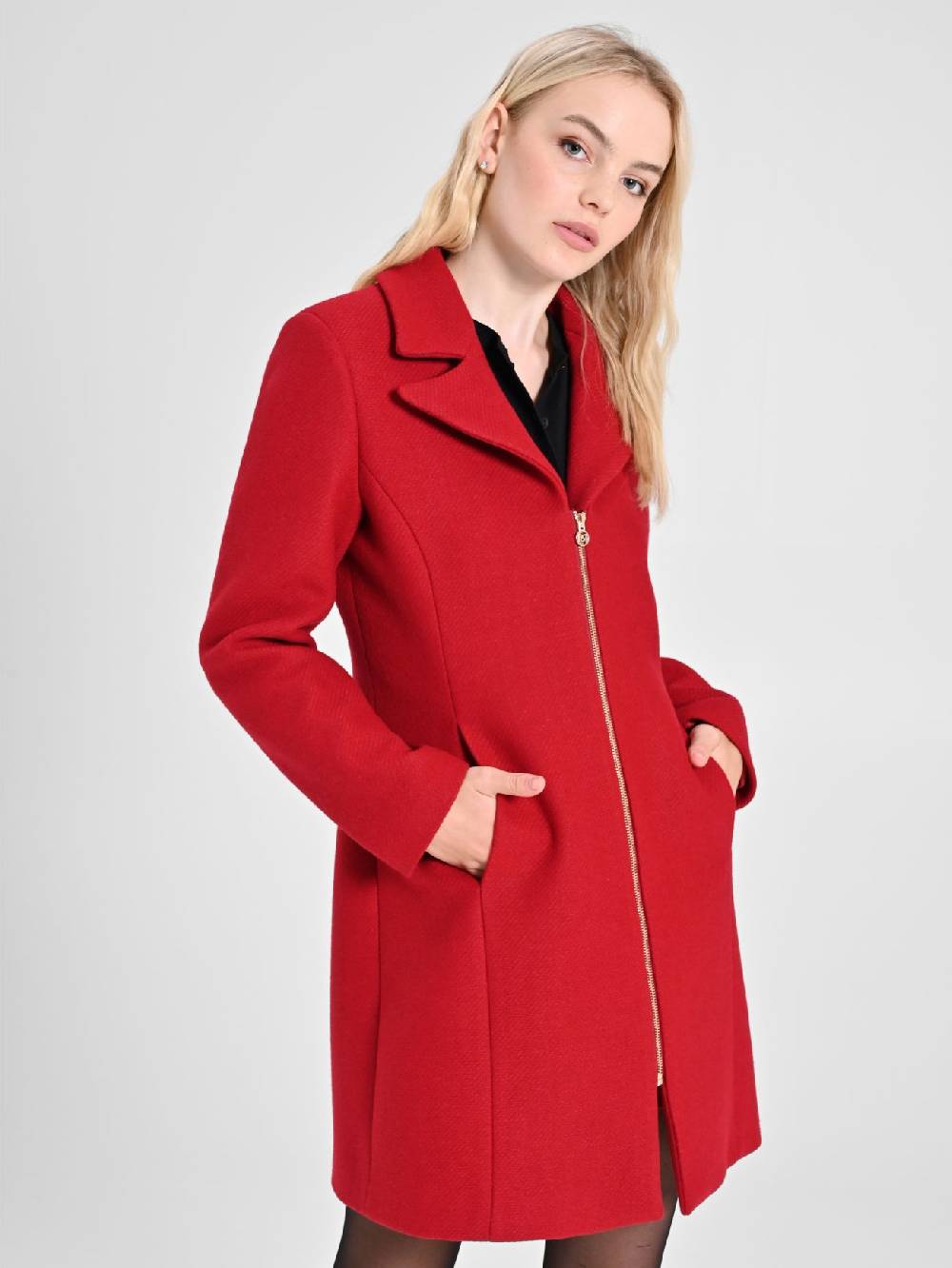 Rinascimento Cappotto Rosso con Zip