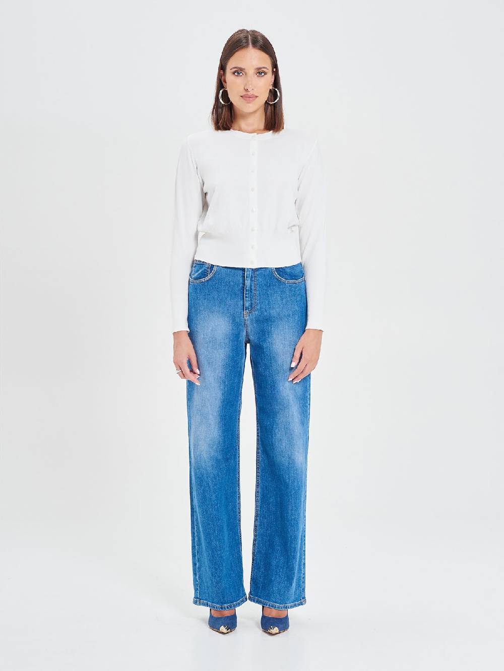 Rinascimento Cardigan Bianco In Maglia Eco Vero®