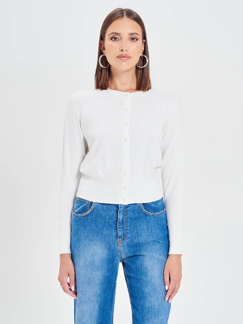 Rinascimento Cardigan Bianco In Maglia Eco Vero®