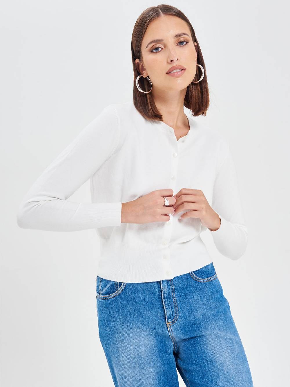 Rinascimento Cardigan Bianco in Maglia Eco Vero®