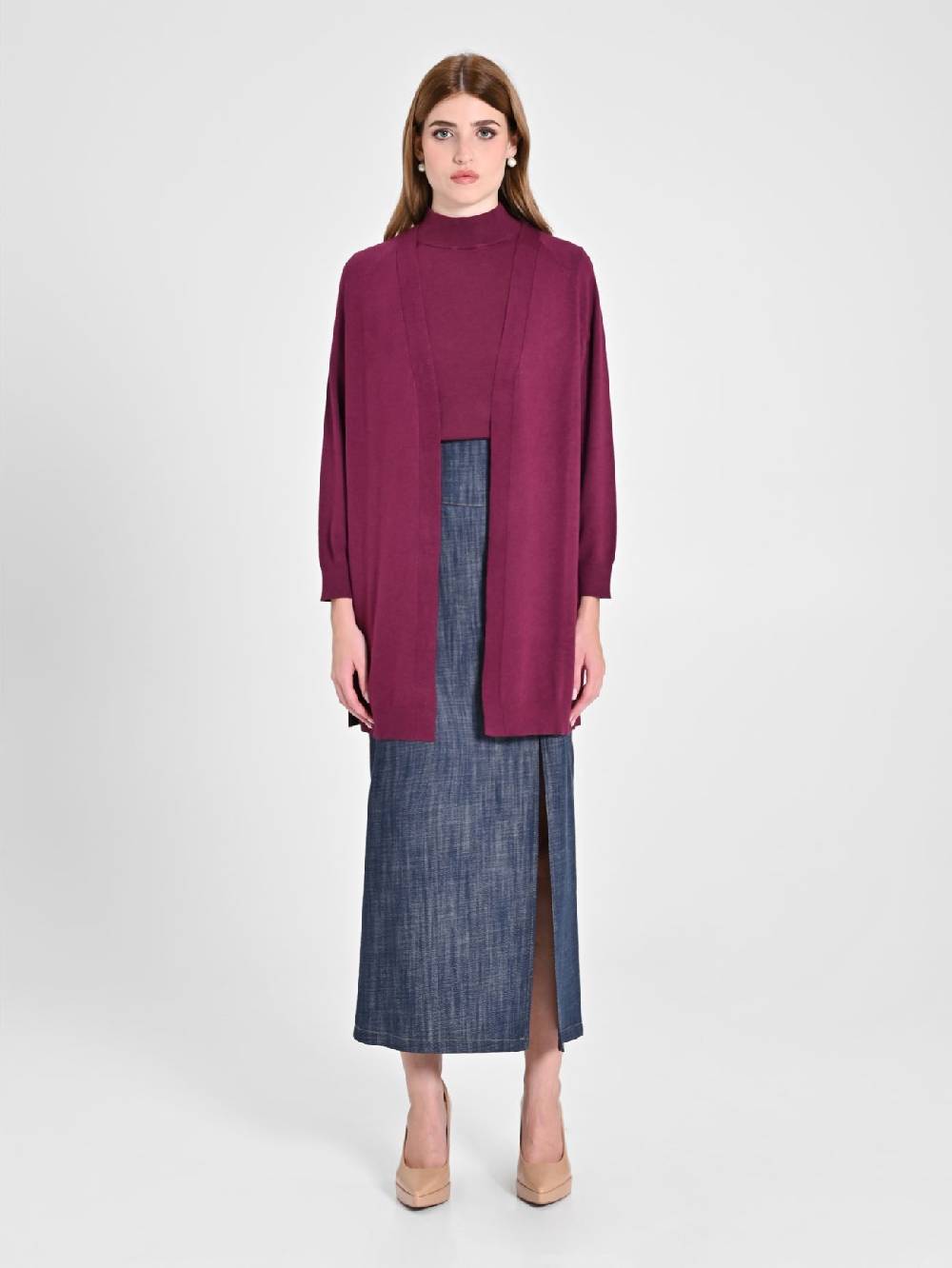 Rinascimento Cardigan Bordeaux In Maglia