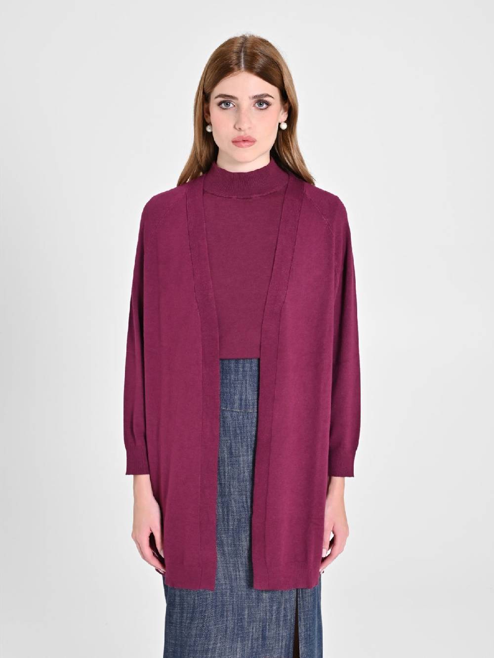 Rinascimento Cardigan Bordeaux In Maglia