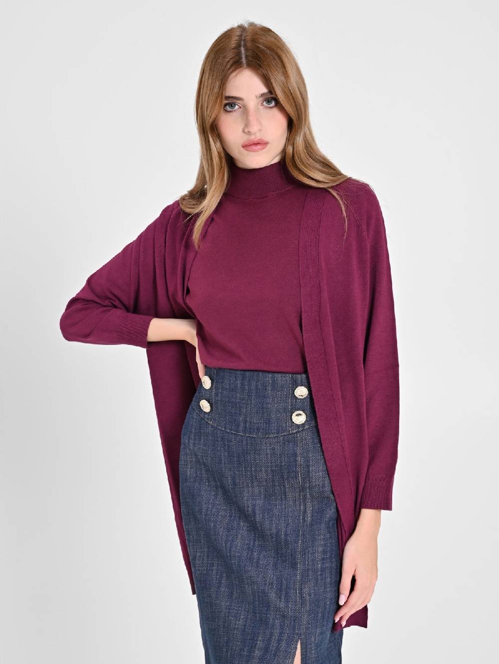 Rinascimento Cardigan Bordeaux in Maglia