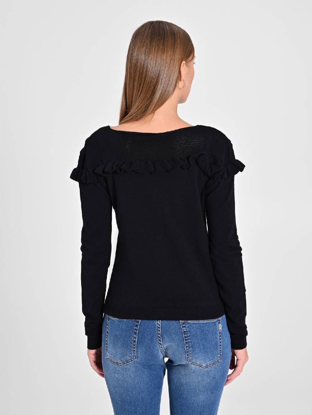 Rinascimento Cardigan Nero Con Rouches