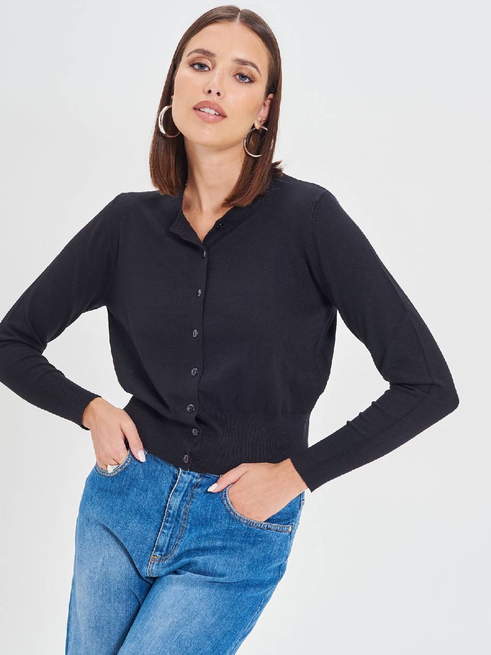 Rinascimento Cardigan Nero in Maglia Eco Vero®