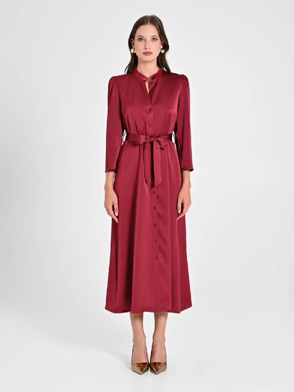 Rinascimento Chemisier In Raso Bordeaux