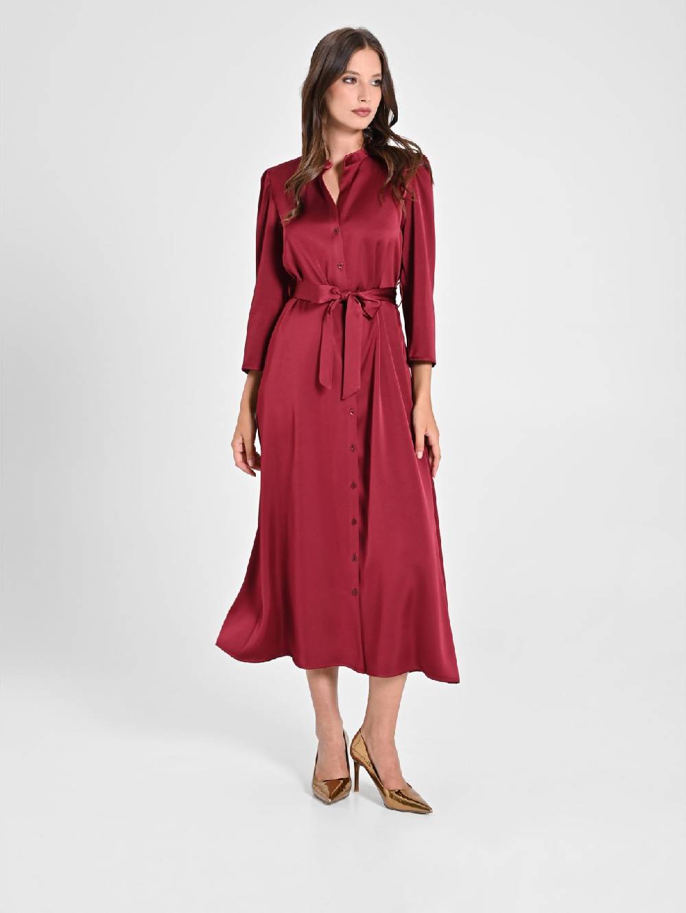 Rinascimento Chemisier in Raso Bordeaux