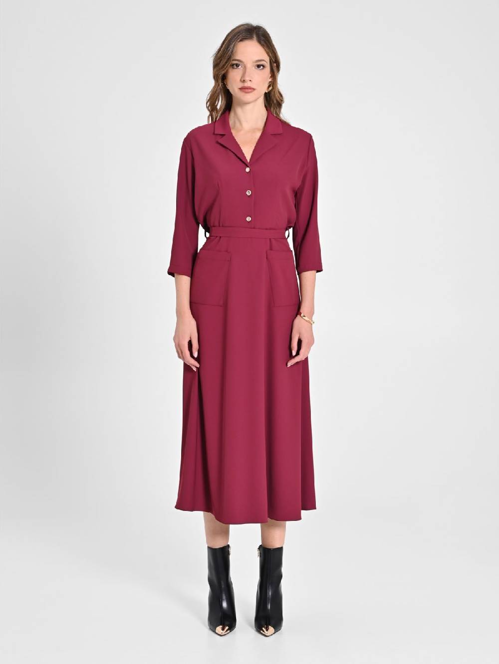 Rinascimento Chemisier Midi Bordeaux