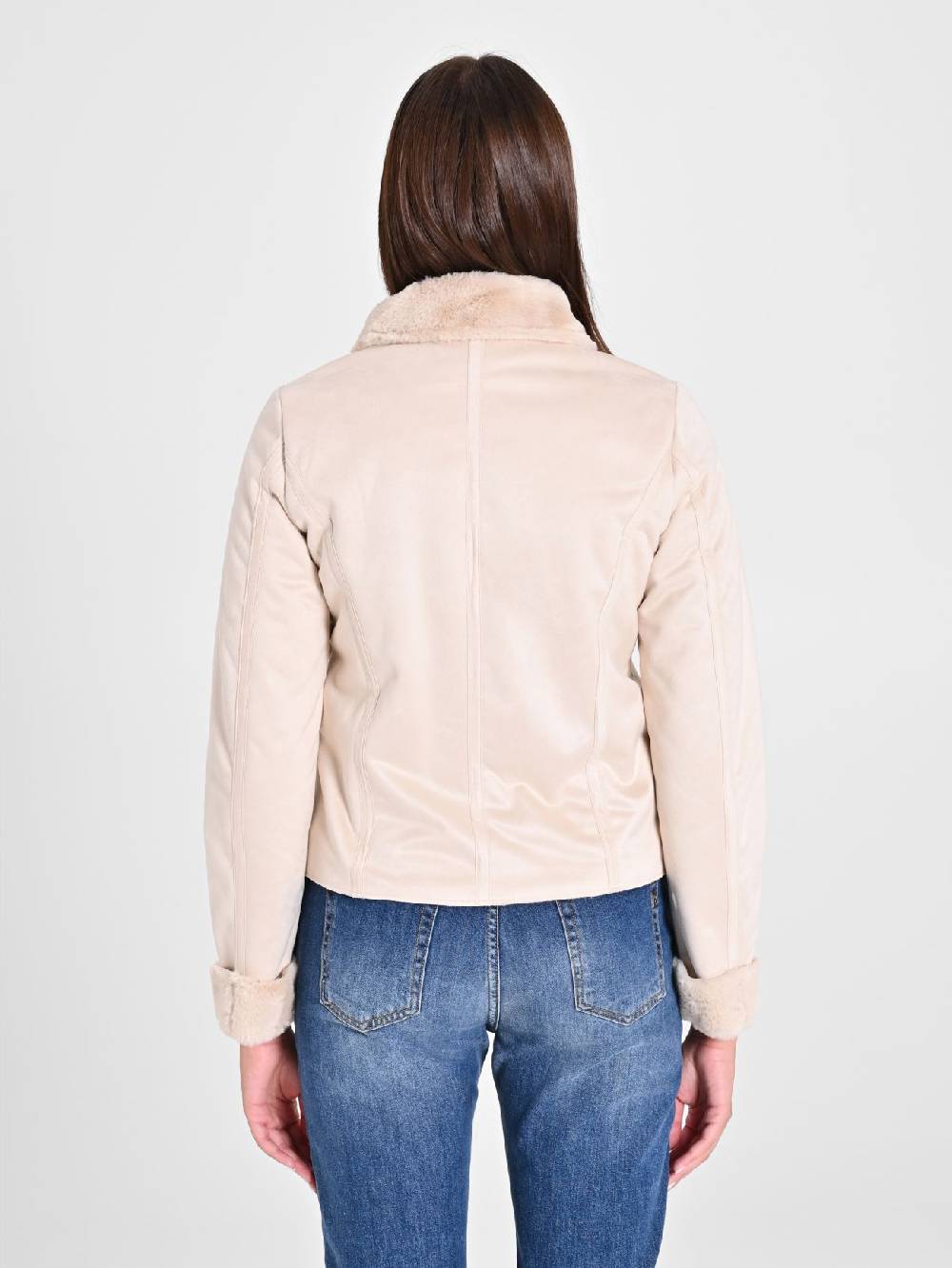 Rinascimento Chiodo Effetto Scamosciato Beige