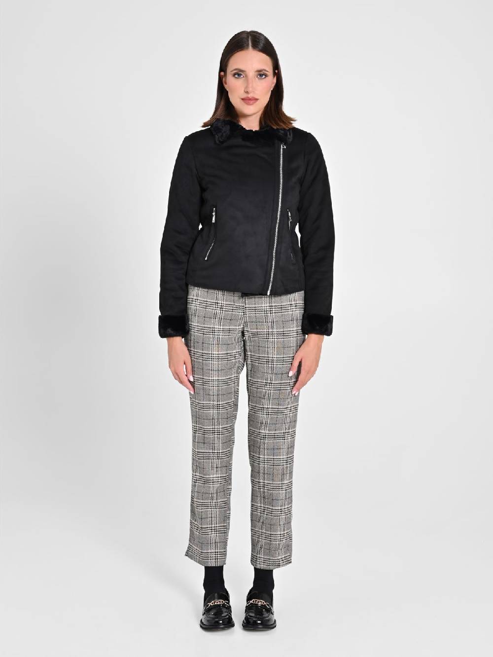 Rinascimento Chiodo Effetto Scamosciato Nero