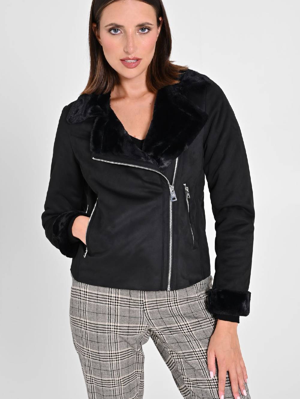 Rinascimento Chiodo effetto Scamosciato Nero