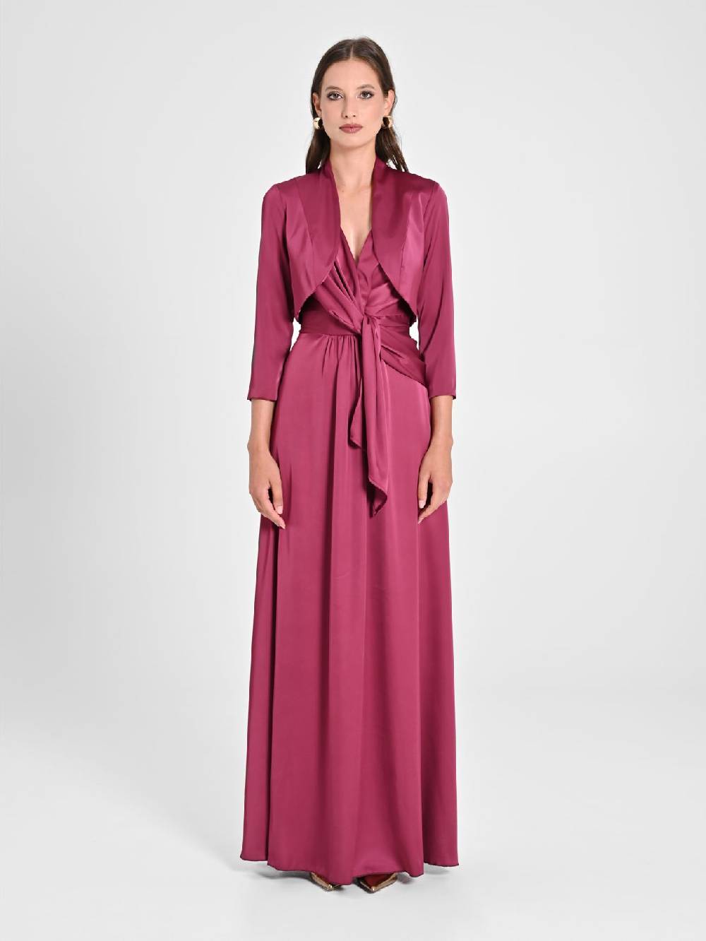 Rinascimento Coprispalle In Raso Bordeaux