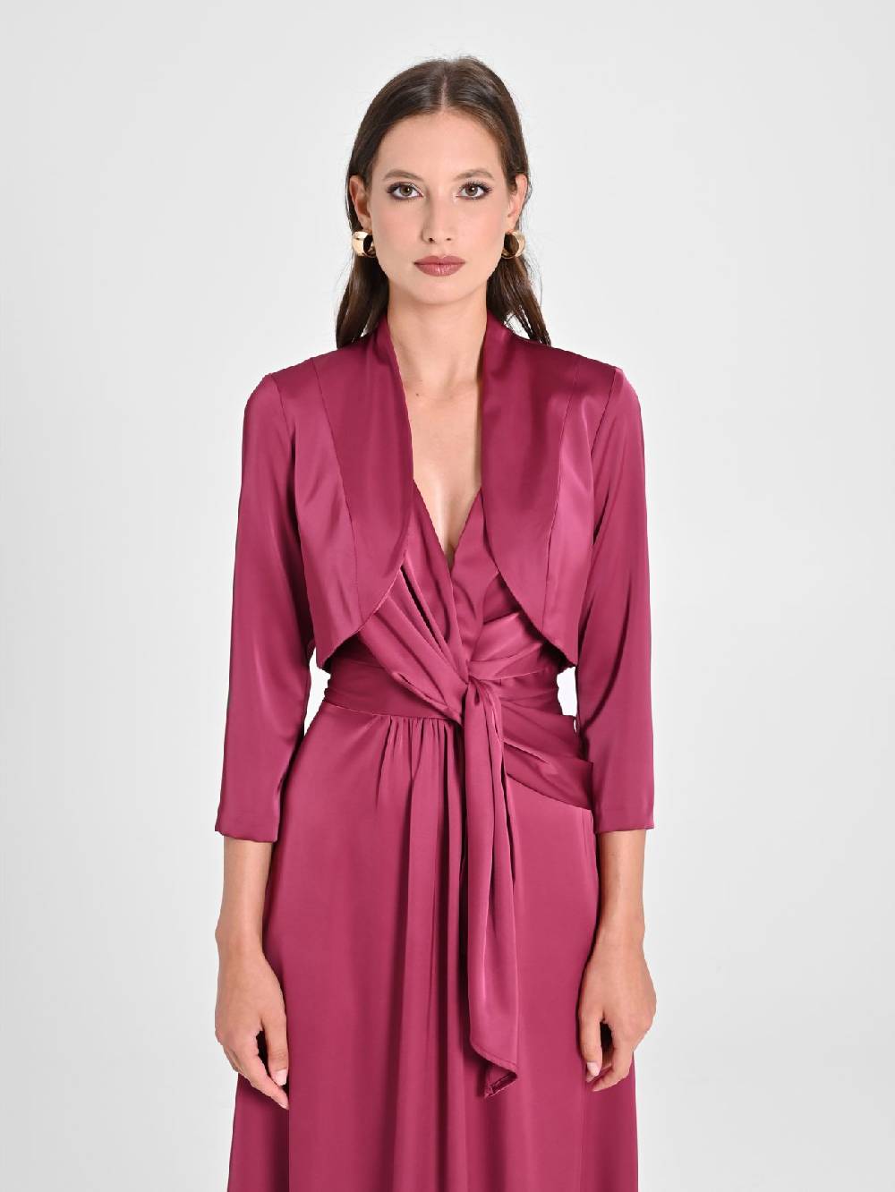 Rinascimento Coprispalle In Raso Bordeaux