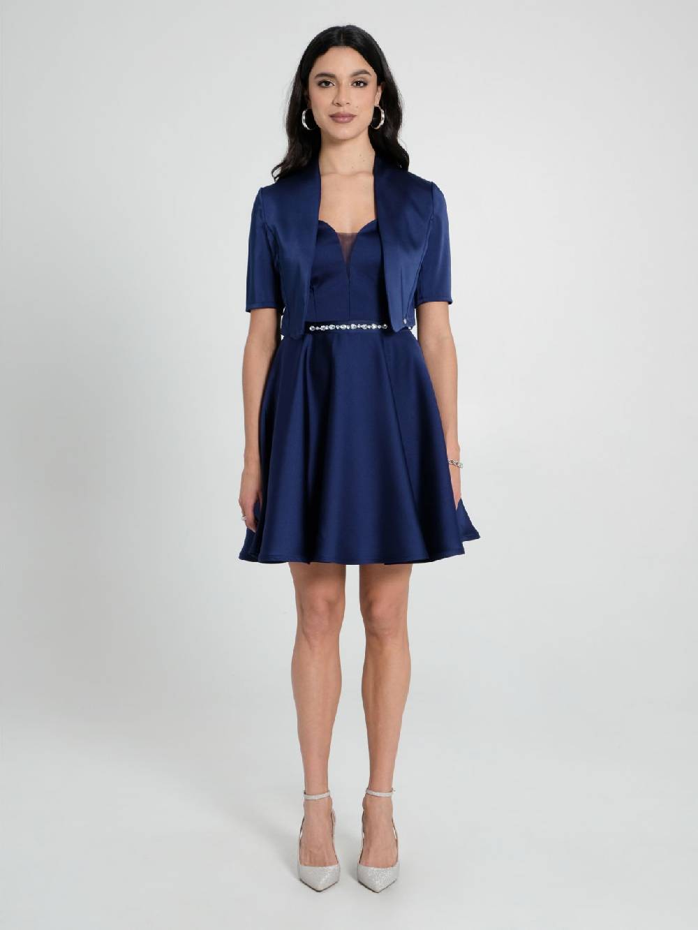 Rinascimento Coprispalle In Raso Strutturato Blu