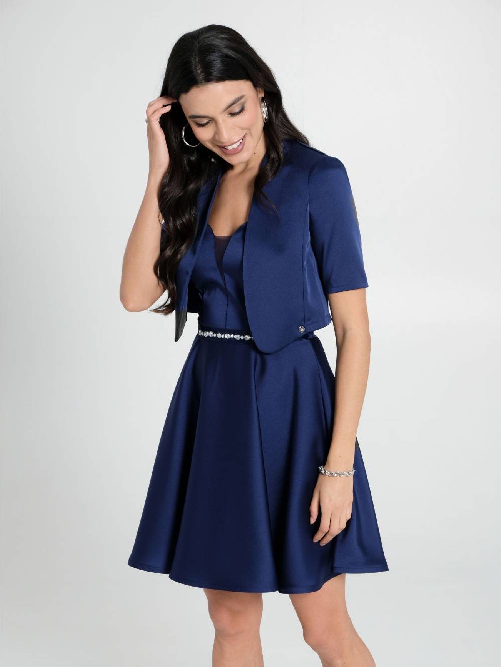 Rinascimento Coprispalle in Raso Strutturato Blu