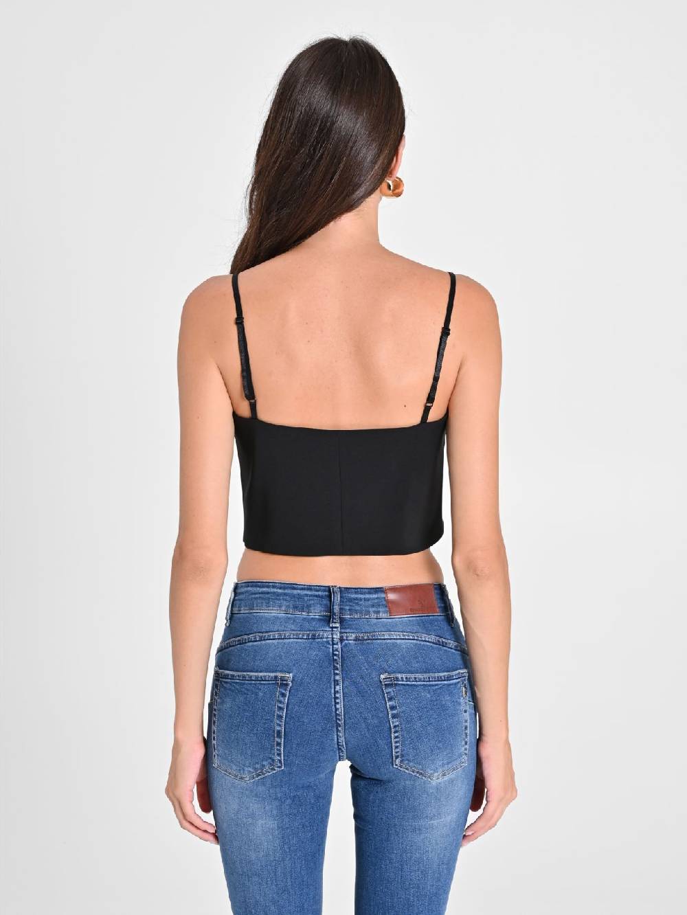 Rinascimento Crop Top Nero Con Scollo A Cuore