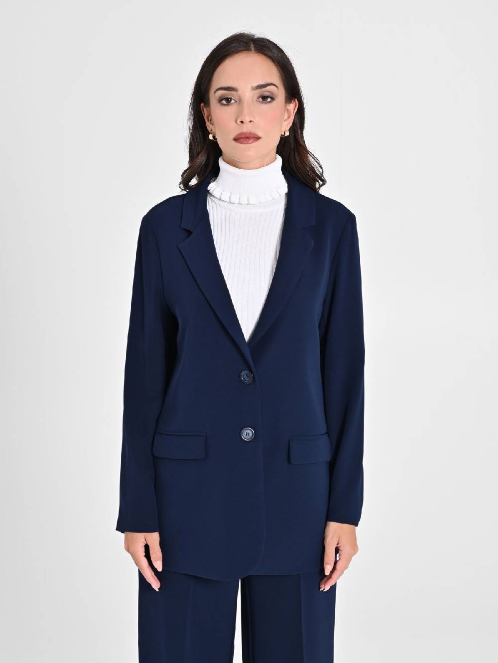 Rinascimento Giacca Blu In Crepe