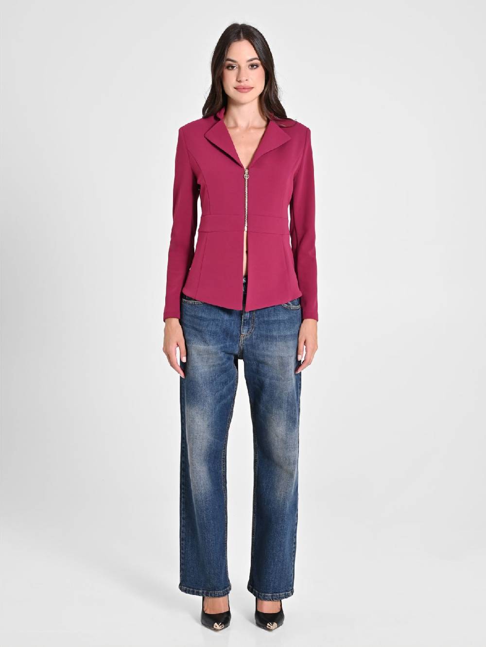 Rinascimento Giacca Bordeaux In Scuba Mano Crepe