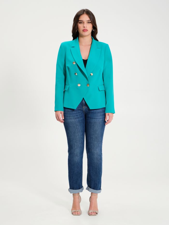 Rinascimento Giacca Curvy 6 Bottoni Verde Pavone