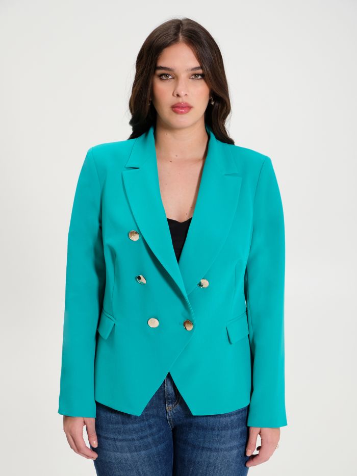 Rinascimento Giacca Curvy 6 Bottoni Verde Pavone