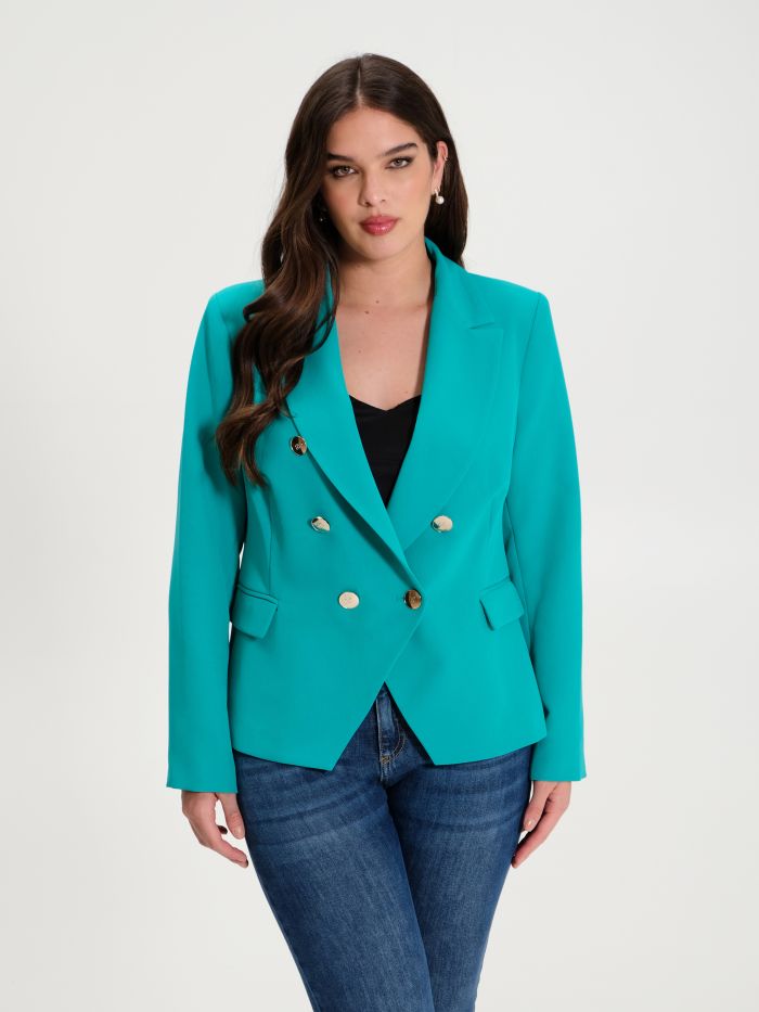 Rinascimento Giacca Curvy 6 Bottoni Verde Pavone