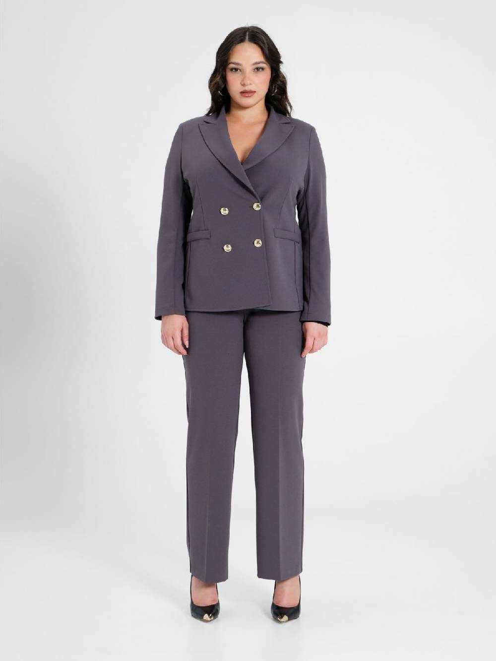 Rinascimento Giacca Curvy Doppiopetto Grigio Scuro