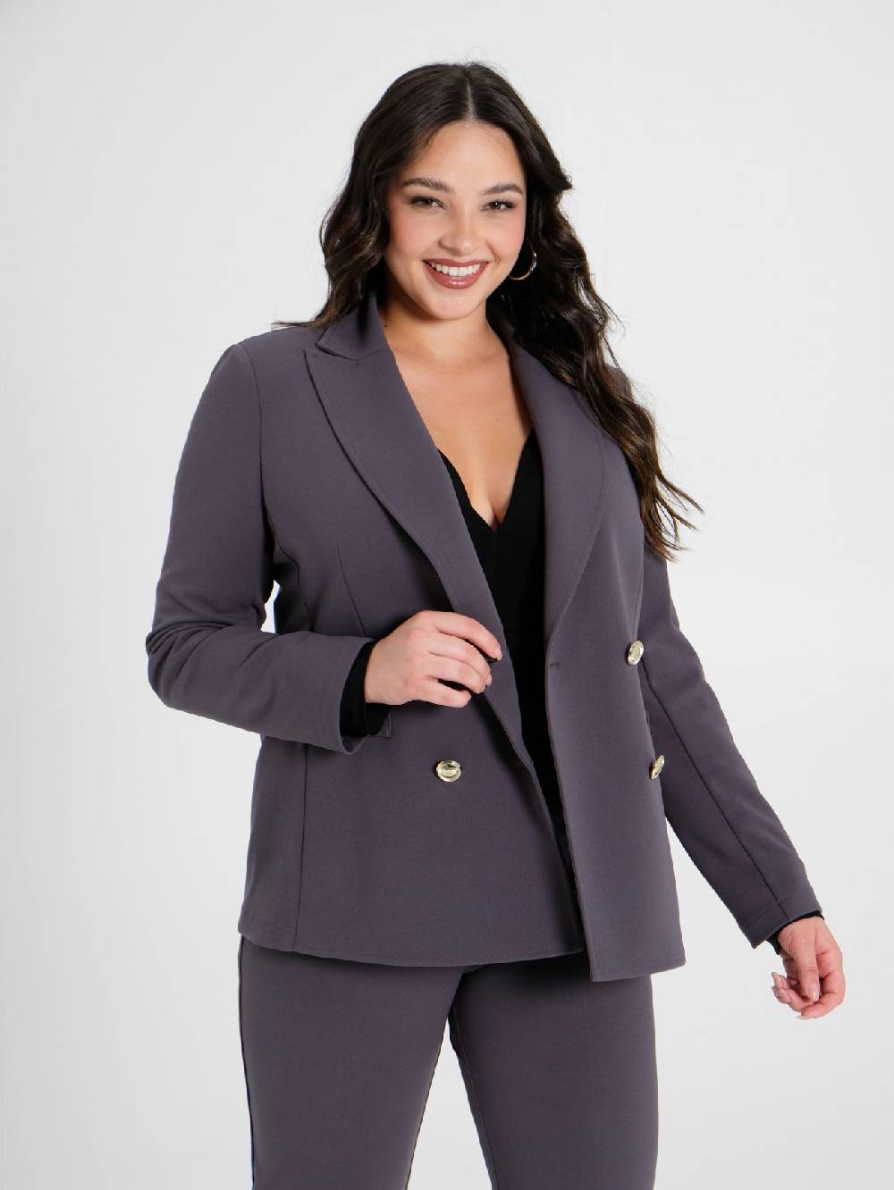 Rinascimento Giacca Curvy Doppiopetto Grigio Scuro