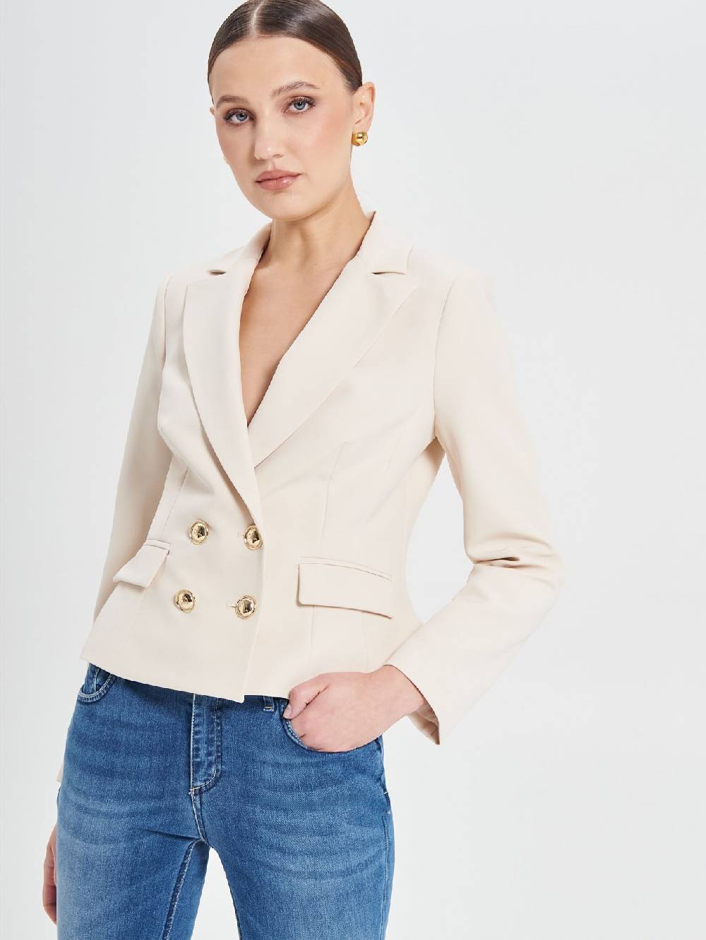 Rinascimento Giacca Doppiopetto Beige Donna