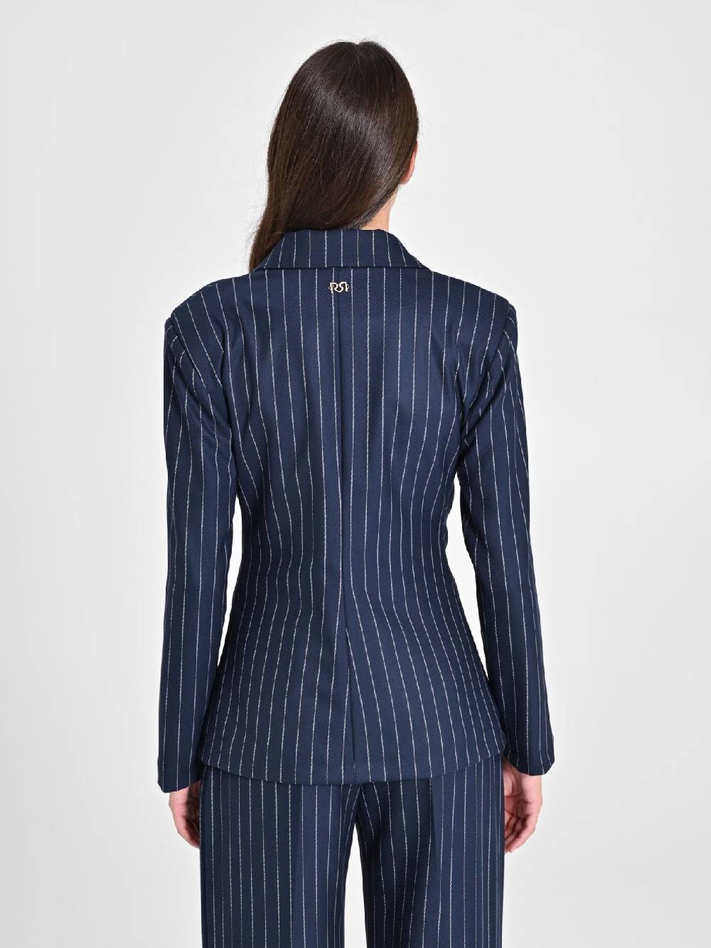 Rinascimento Giacca Gessata Blu Donna