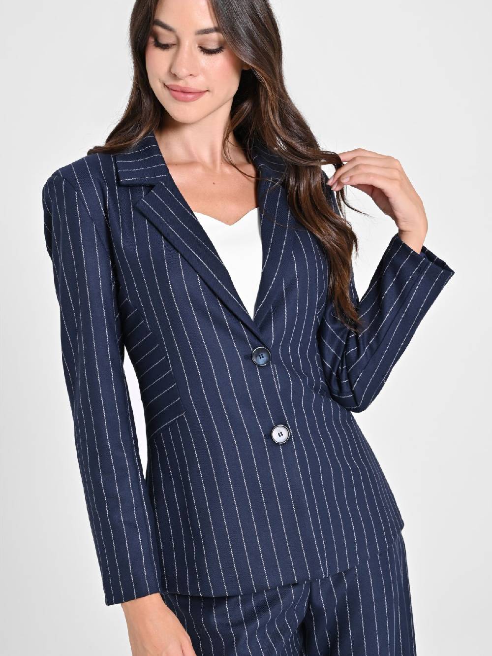 Rinascimento Giacca Gessata Blu Donna