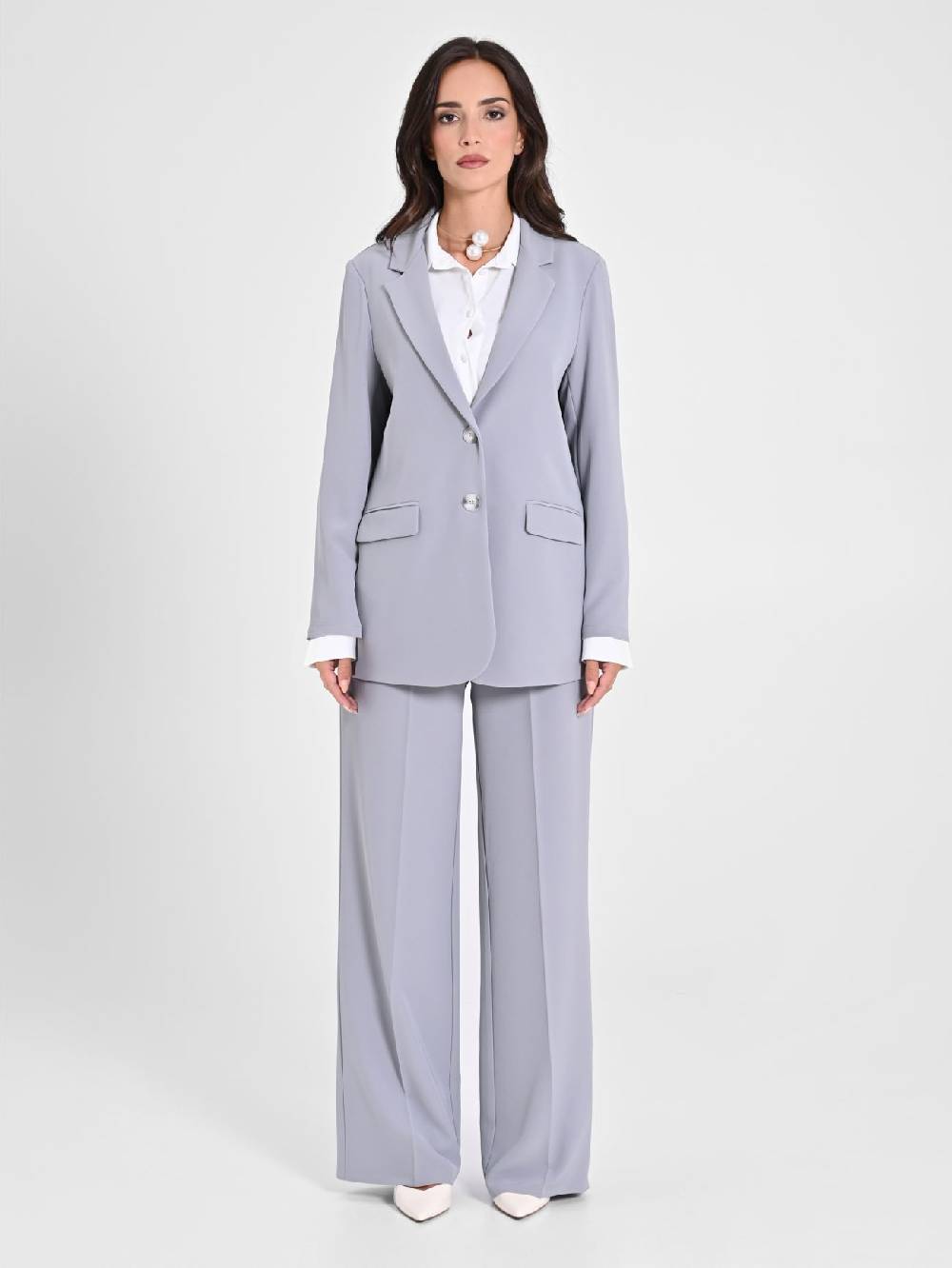 Rinascimento Giacca Grigia In Crepe