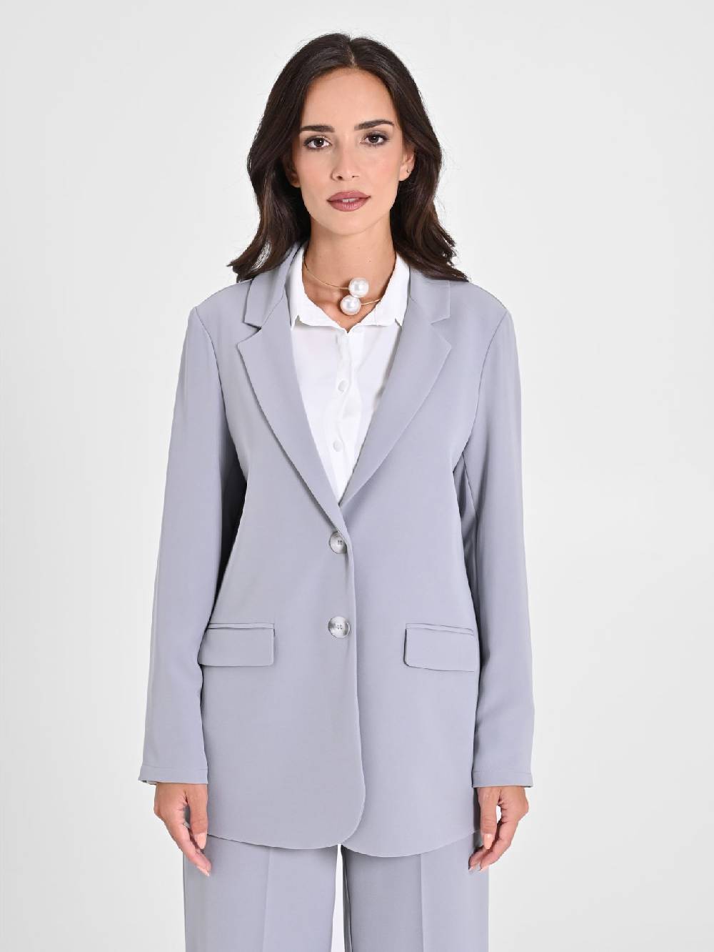 Rinascimento Giacca Grigia In Crepe