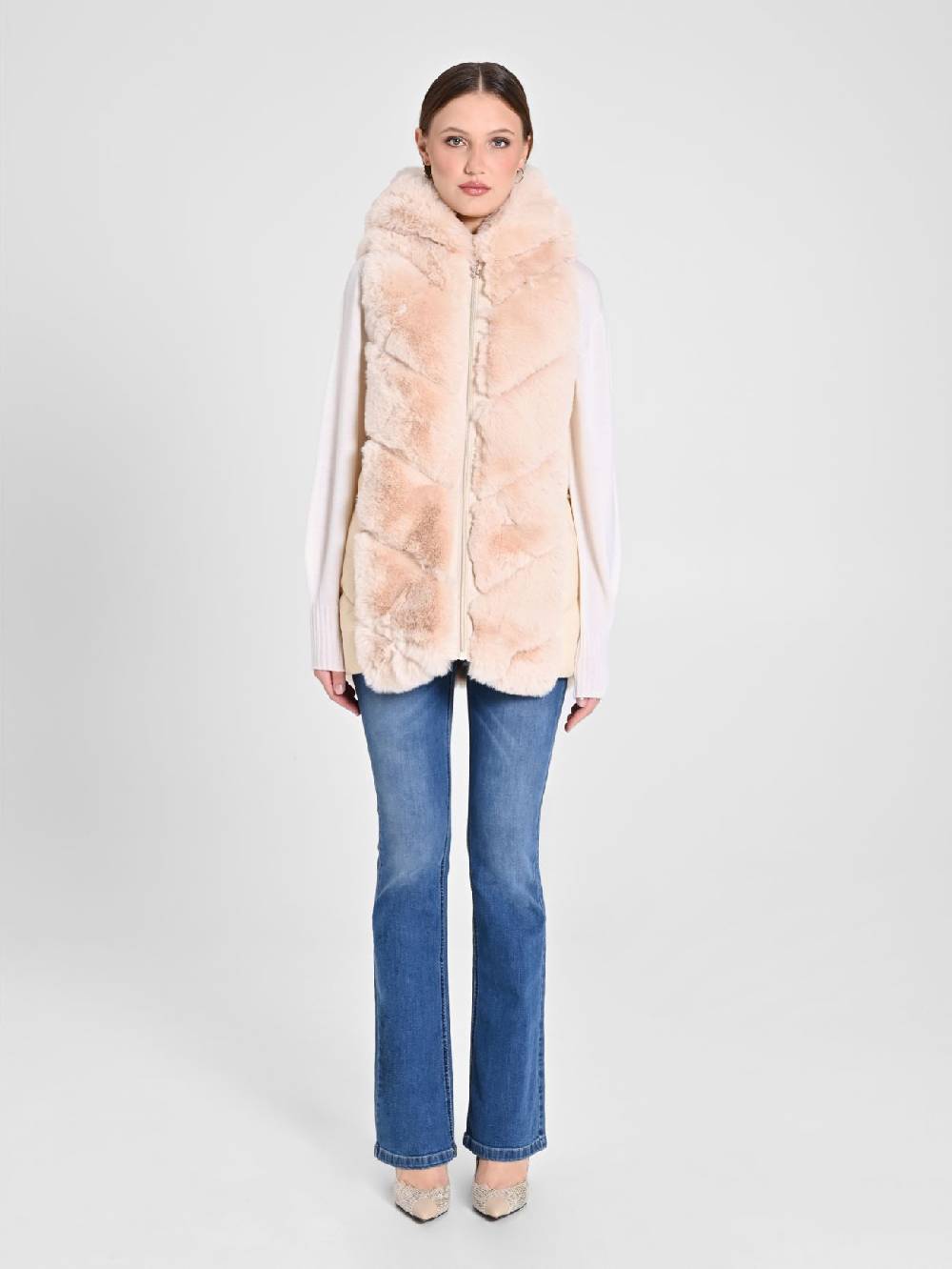 Rinascimento Gilet Piumino & Simil Pelliccia Beige