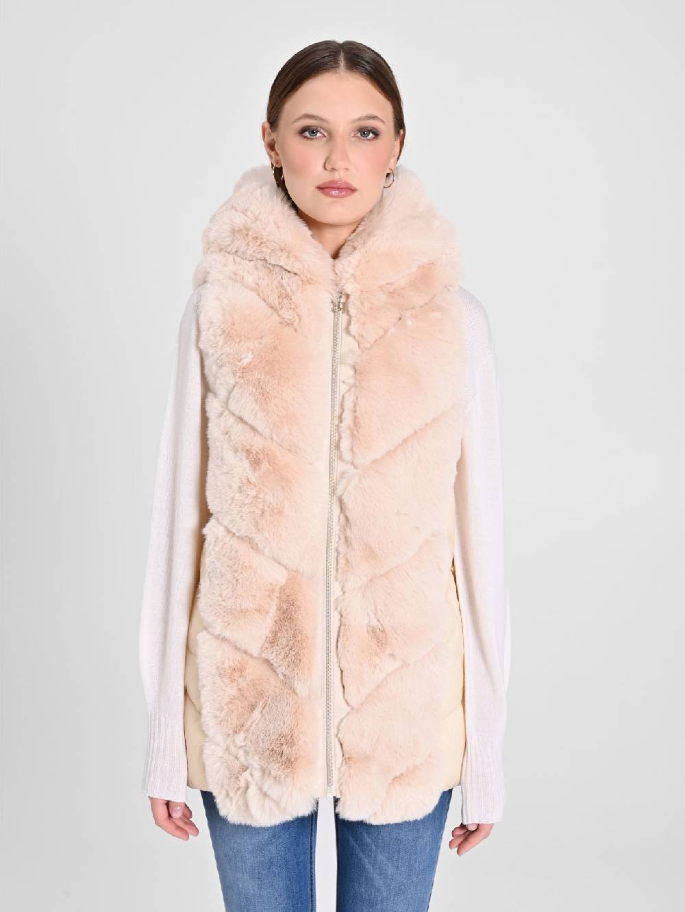 Rinascimento Gilet Piumino & Simil Pelliccia Beige
