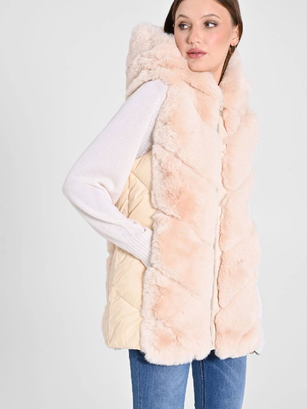 Rinascimento Gilet Piumino & Simil Pelliccia Beige