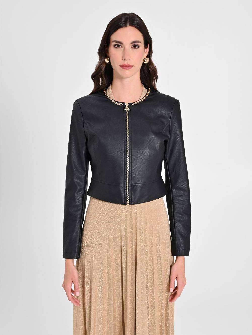 Rinascimento Giubbino In Simil Pelle Con Catena