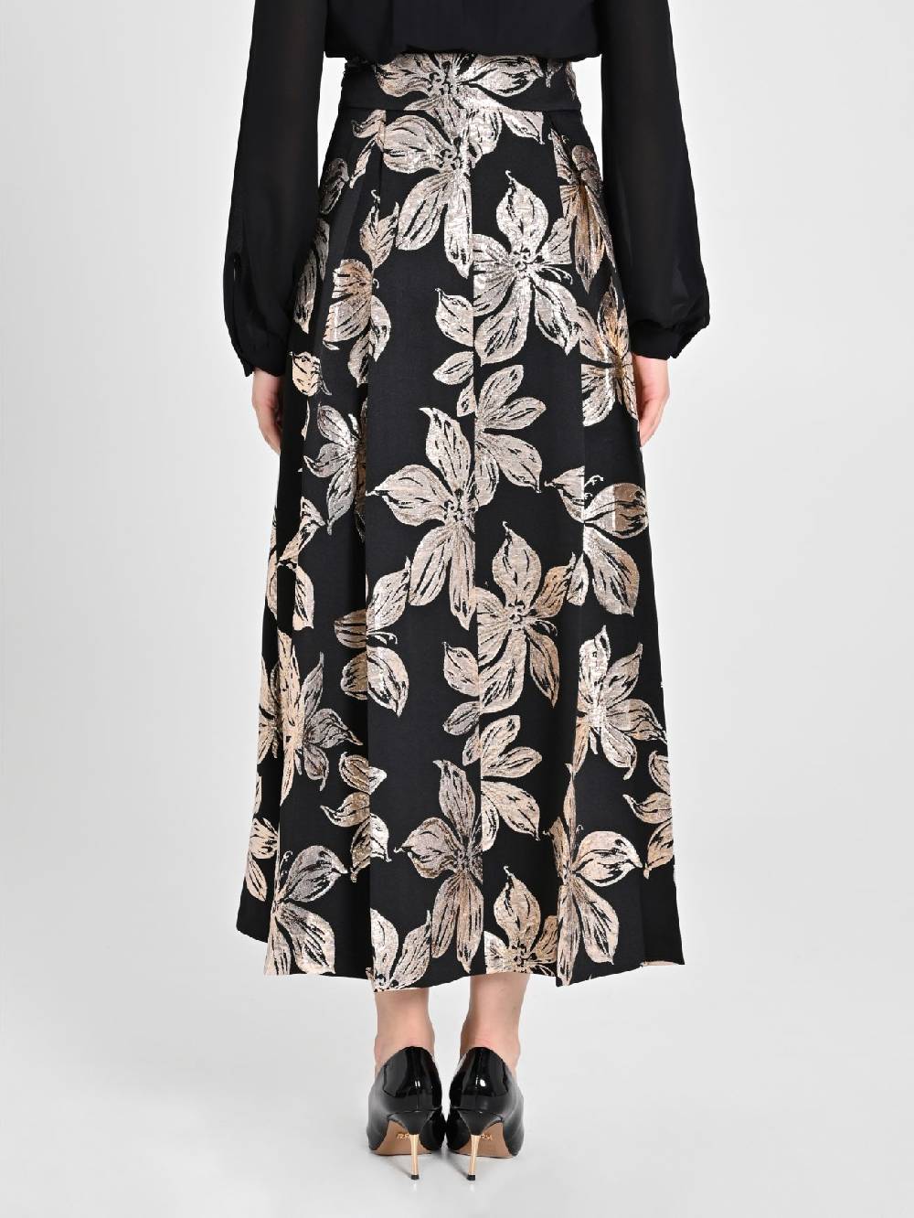 Rinascimento Gonna Fiori Dorati Jacquard