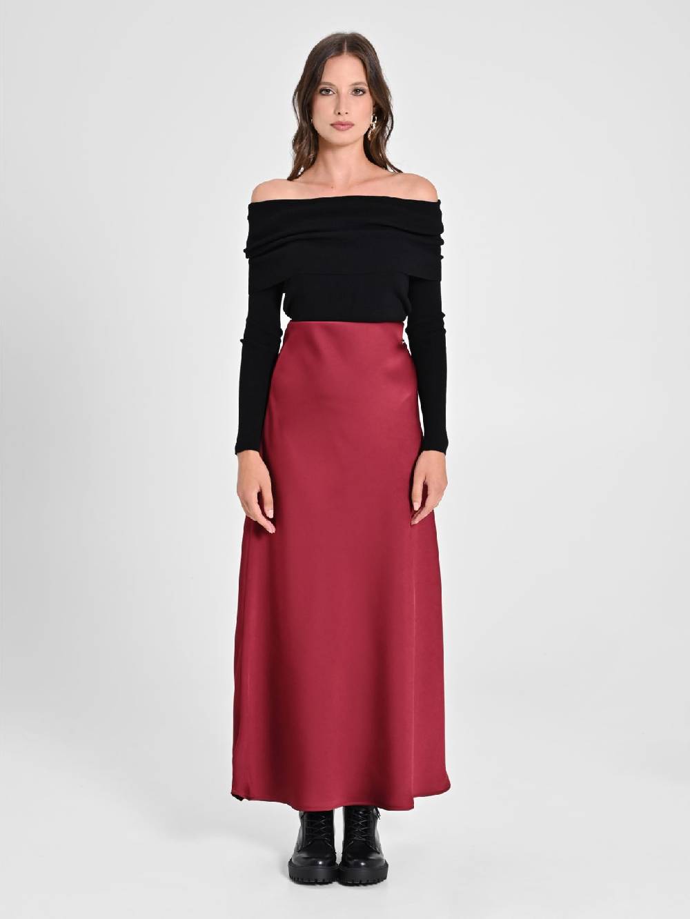 Rinascimento Gonna Midi In Envers Satin