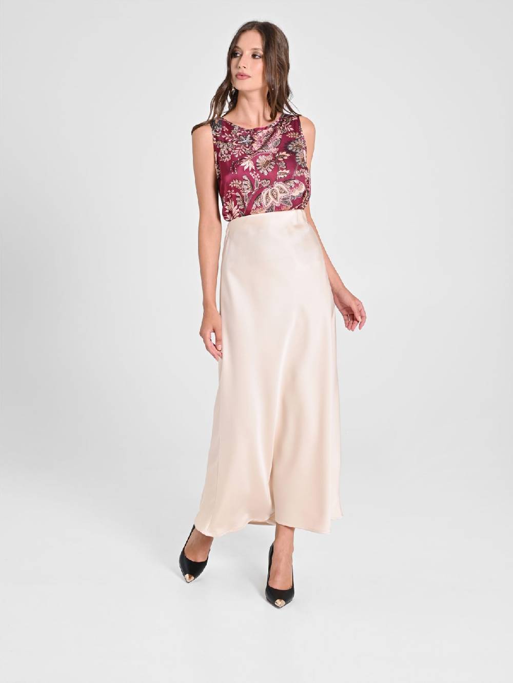 Rinascimento Gonna Midi in Envers Satin