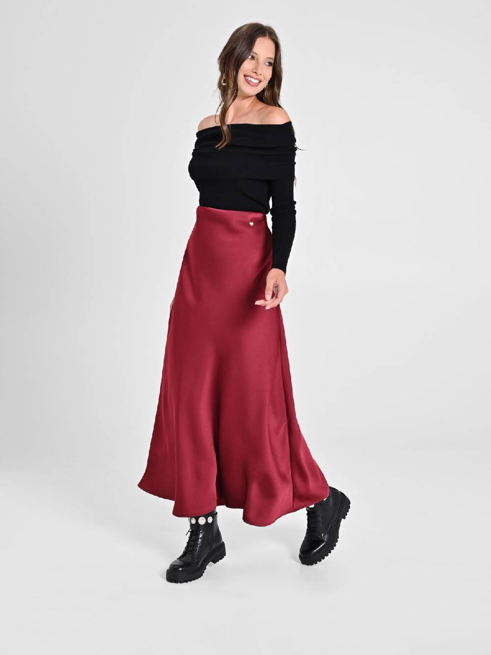 Rinascimento Gonna Midi in Envers Satin