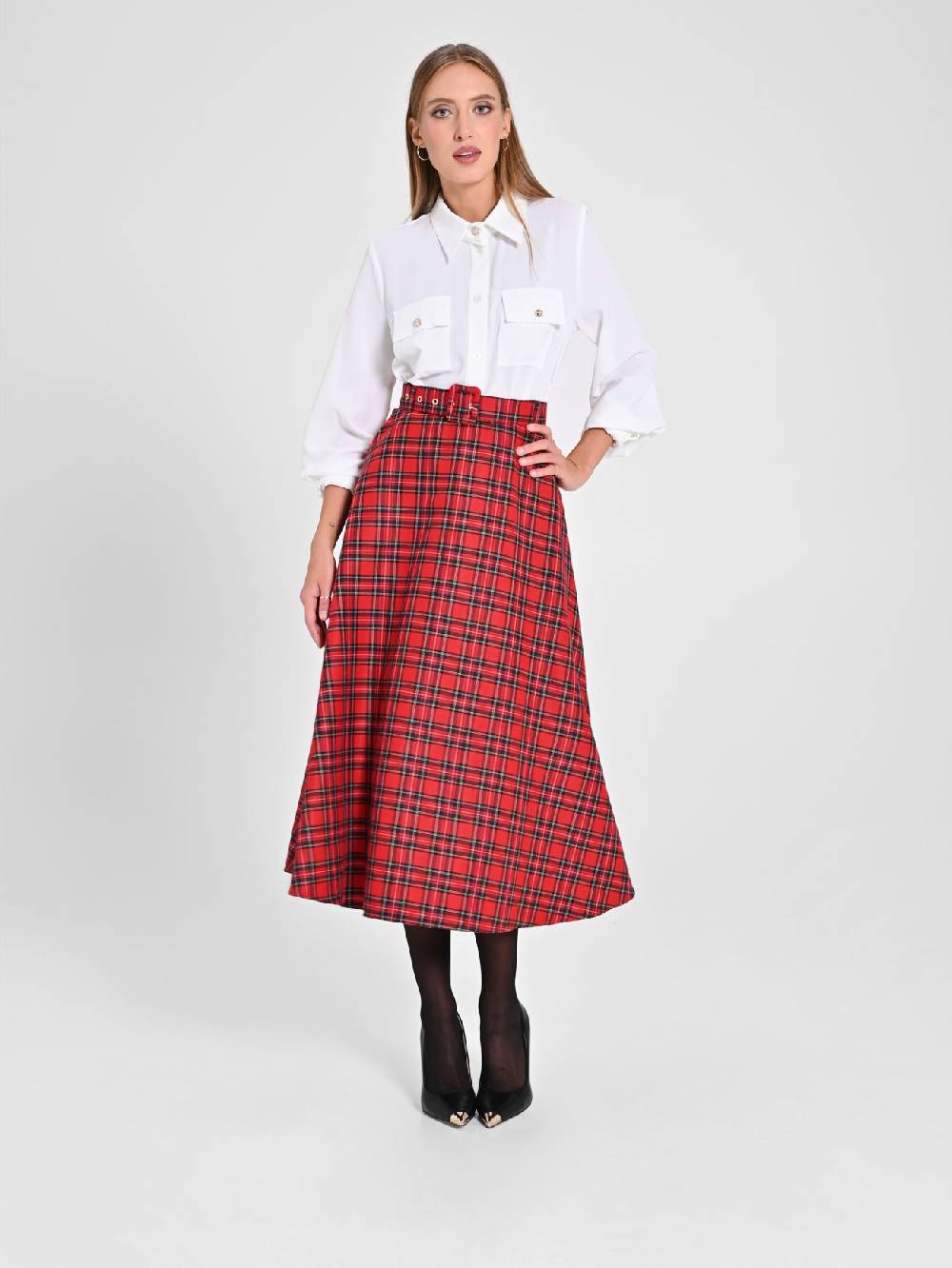 Rinascimento Gonna Midi in Tartan