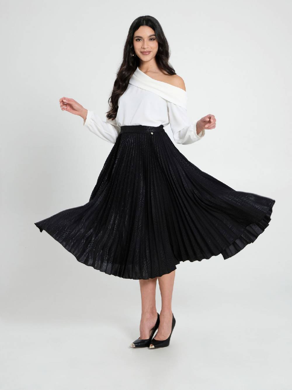 Rinascimento Gonna Midi Plissè effetto Cocco