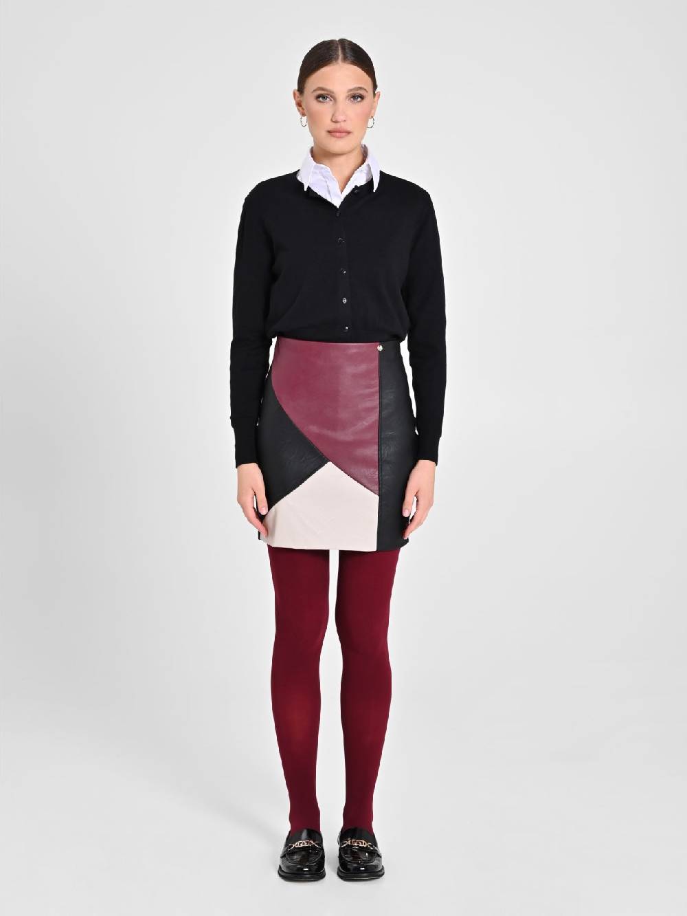 Rinascimento Gonna Patch Simil Pelle