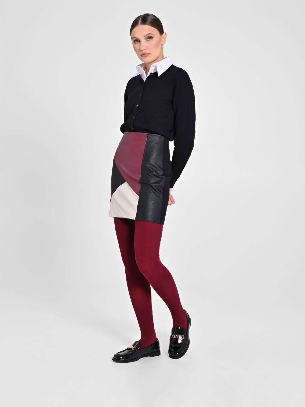 Rinascimento Gonna Patch Simil Pelle