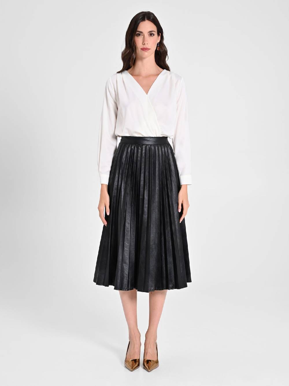 Rinascimento Gonna Plissé Simil Pelle