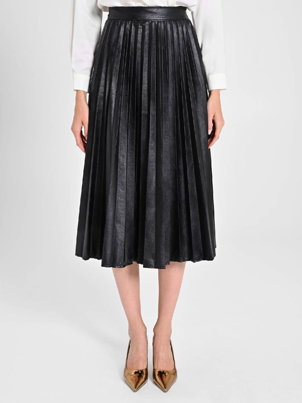 Rinascimento Gonna Plissé Simil Pelle