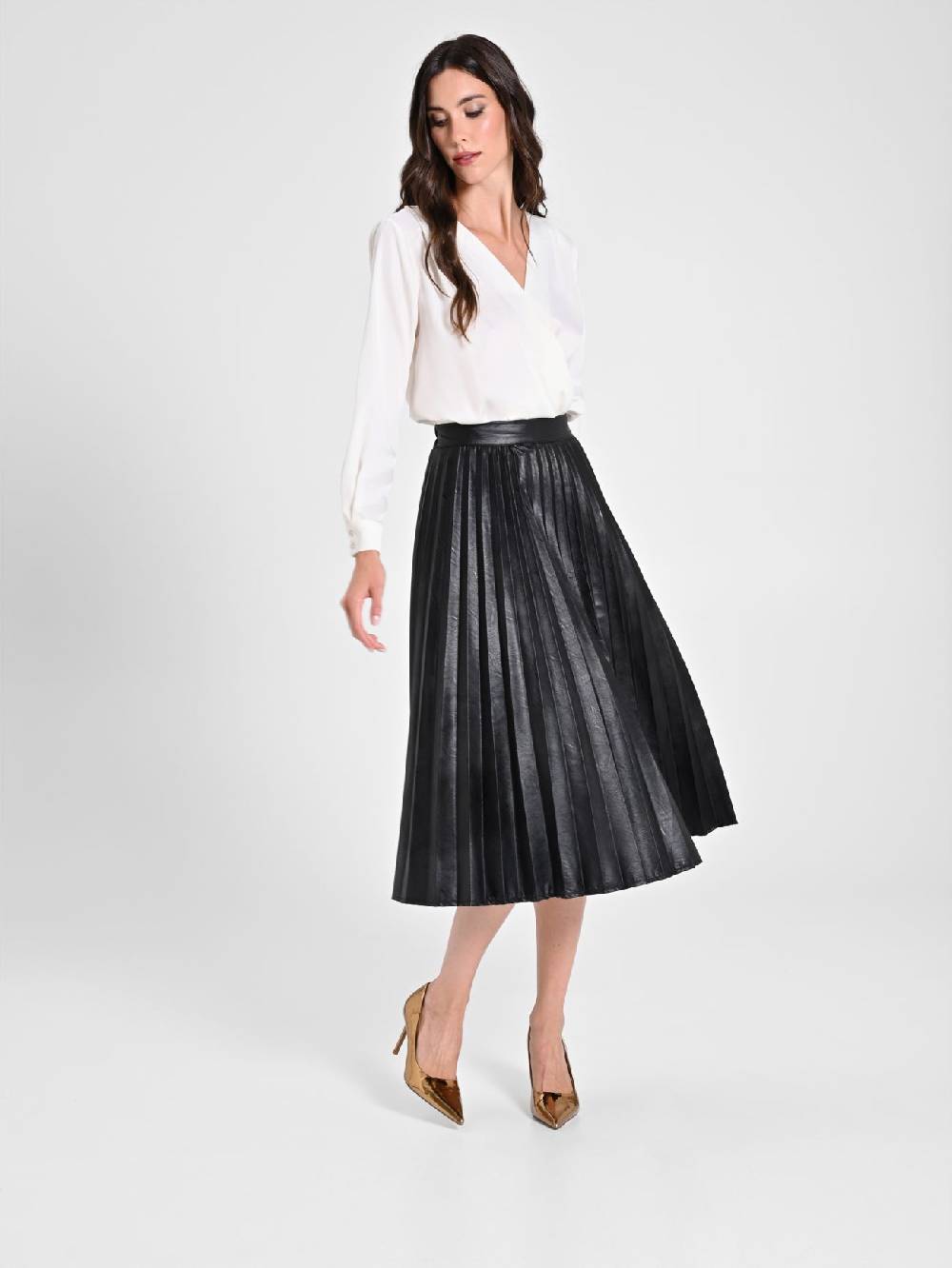 Rinascimento Gonna Plissé simil pelle